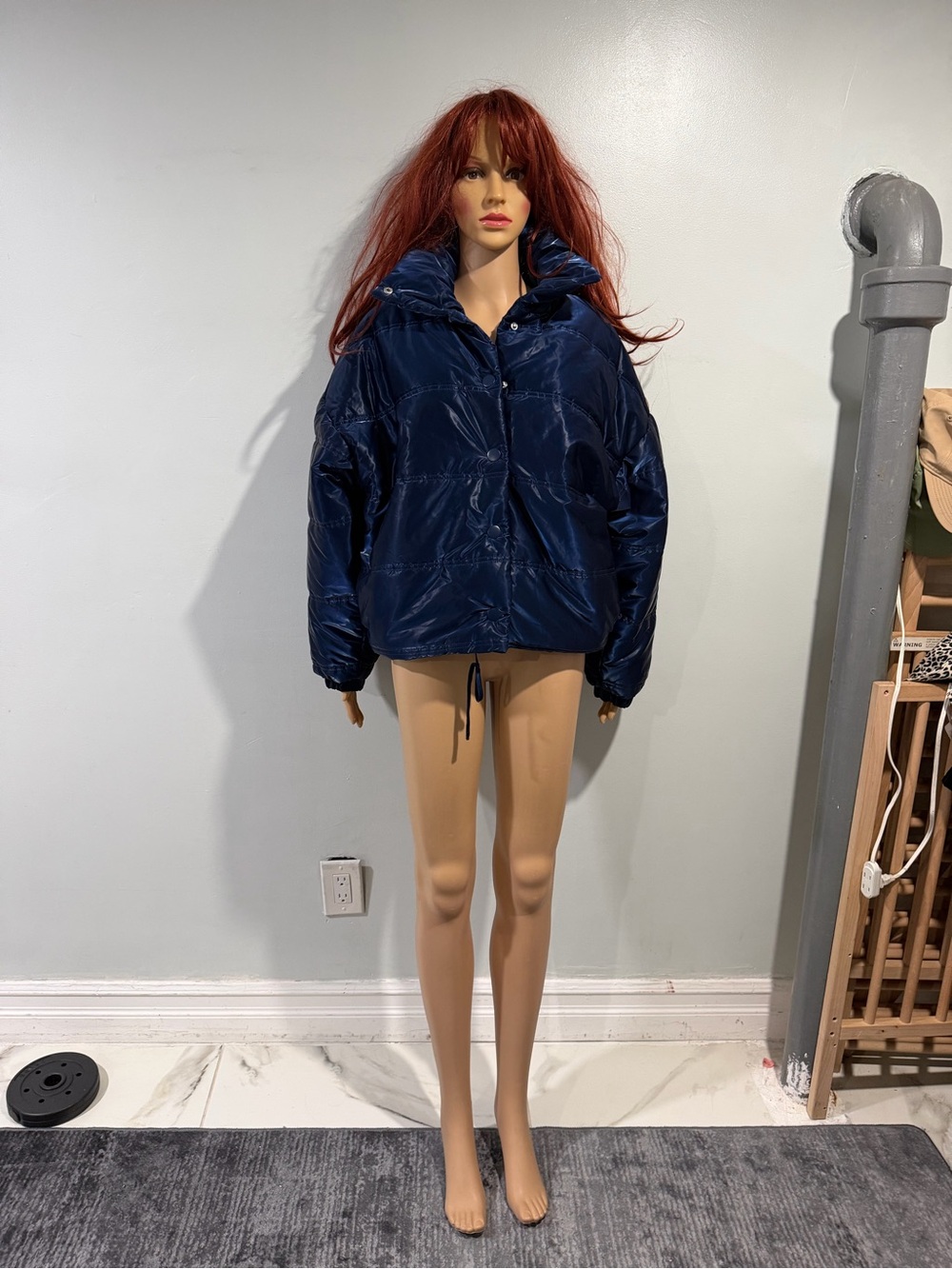 wild fable Navy Blue Shiny Puffer Jacket